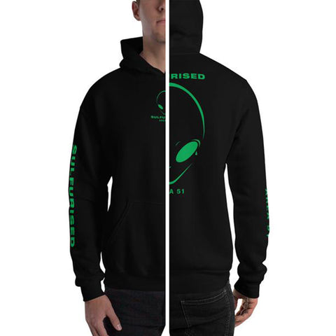 sweatshirt noire vert alien zone 51 ovni